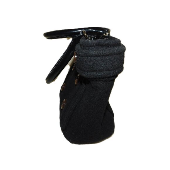 Kate Spade Black Wool Button Tote Bag With Patent Leather Handles & Lined In - Picture 5 of 12